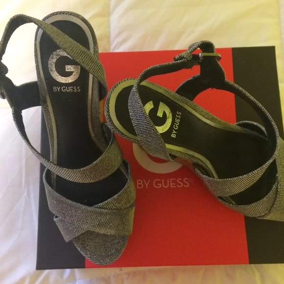 GUESS Silver/Sparkle Wedges - Picture 2 of 4